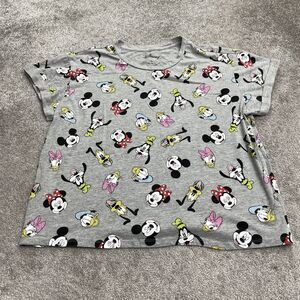 Disney Mickey Mouse Graphic T-Shirt Womens 2X GrayCrew Neck Short Sleeve Tee Top